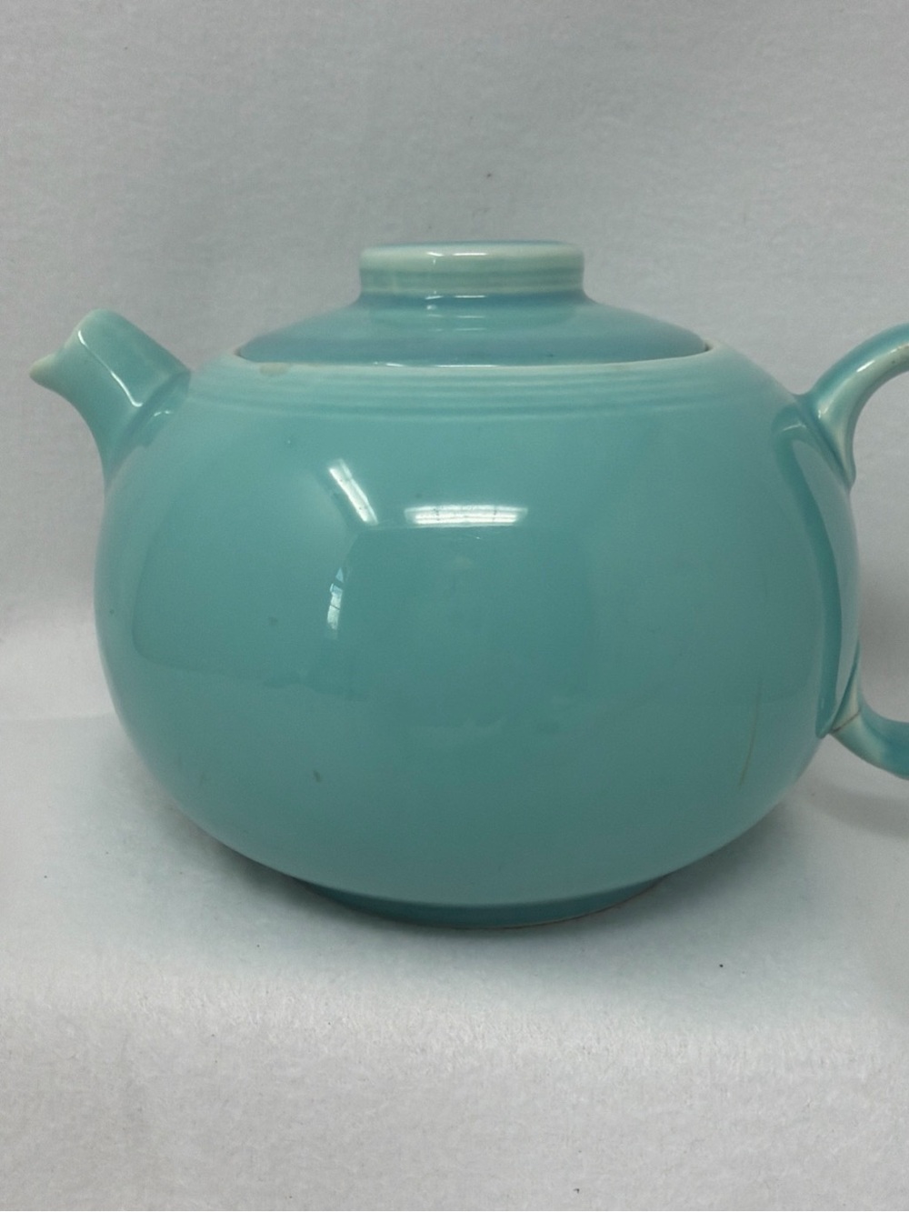 Vintage Teal Ceramic Teapot with Lid